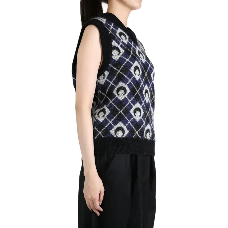 Marine Serre Moon Argyle Knitted Vest-1