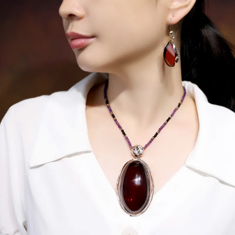 S&A Amber Fine Jade Necklaces Women's-1