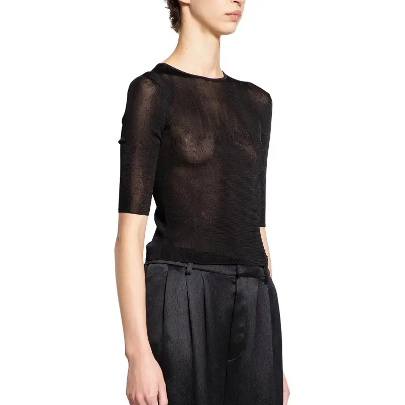 SAINT LAURENT Cassandre Crewneck Knitted Top-4