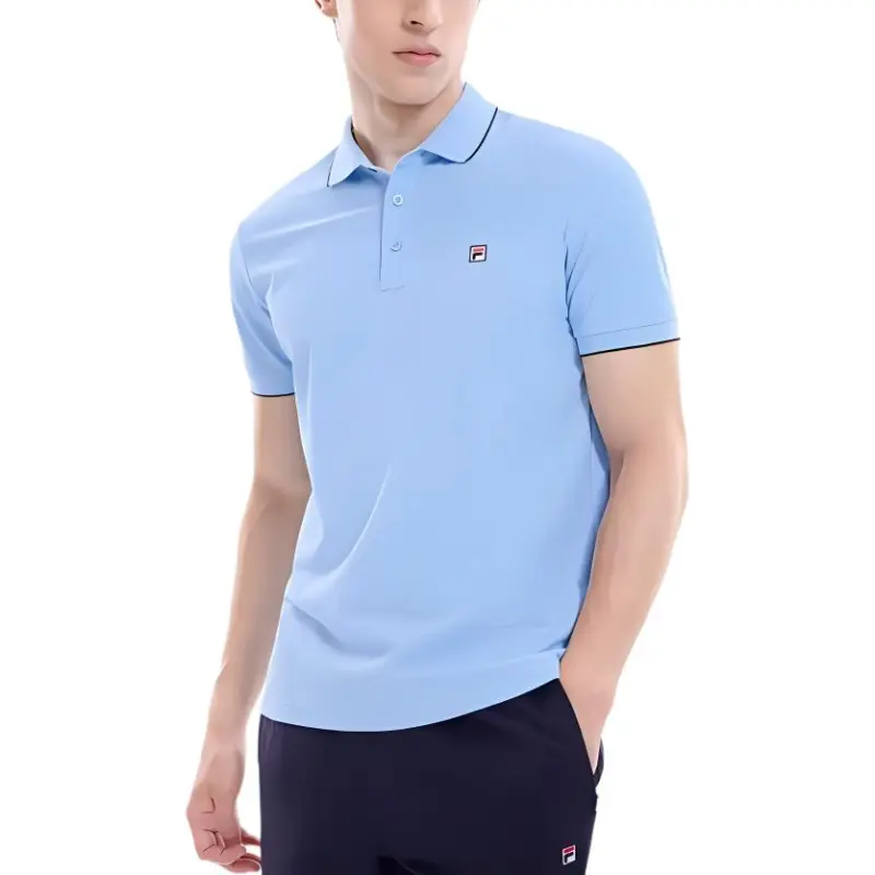 FILA Polo Shirt Men's Light Bright Blue-2