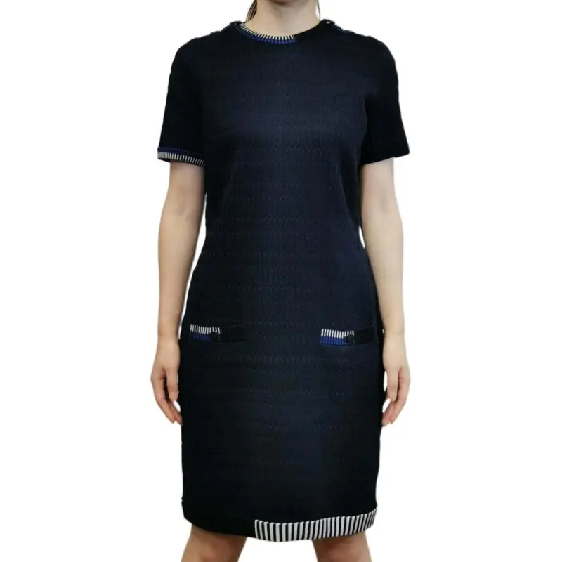 CHANEL Short Sleeved Dresses Women's Blue-1
