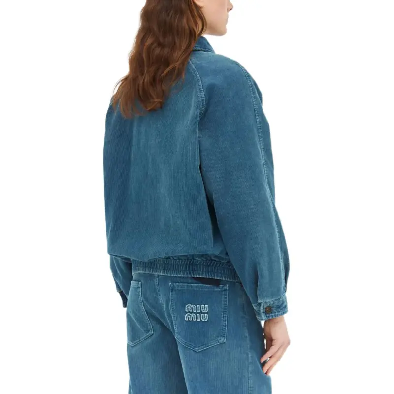 MIU MIU Washed Corduroy Jacket Azzurro-2