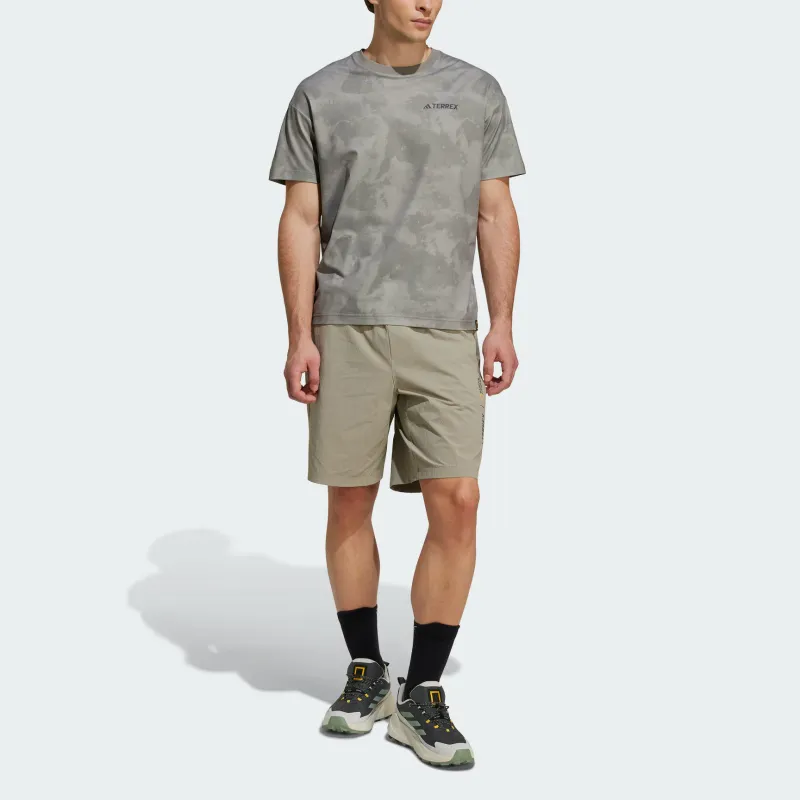 Adidas x National Geographic DisneyAEROREADY T Shirt Unisex Light Sesame Gray Umber-3