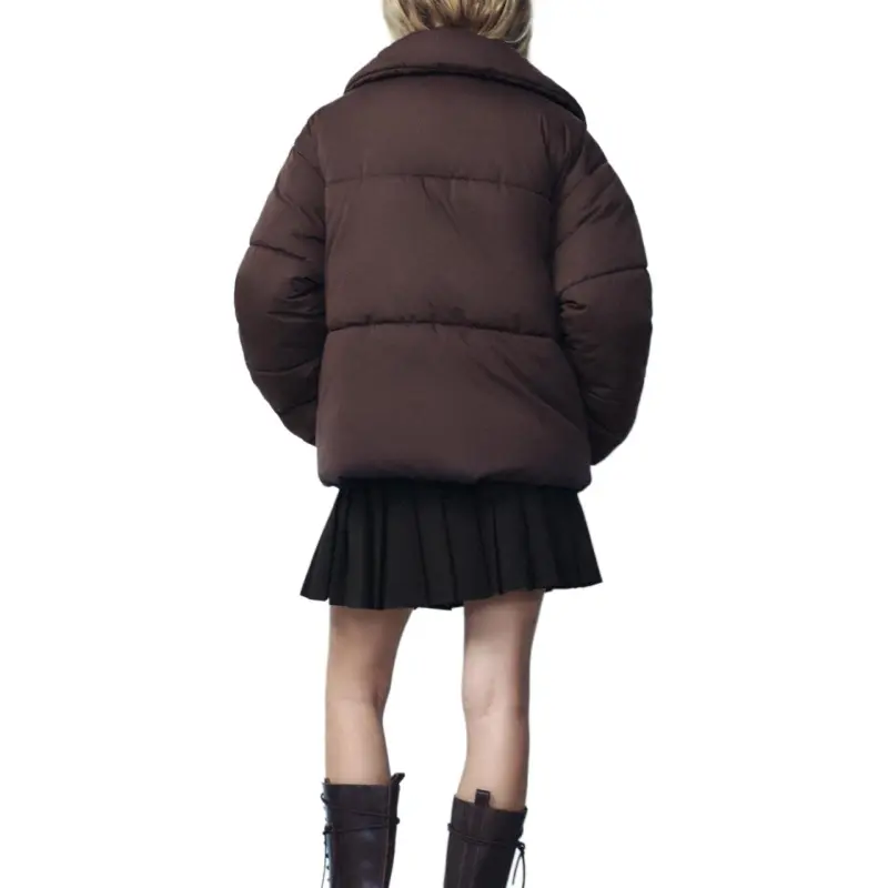ZARA Puffer Jacket Women's Brown-3