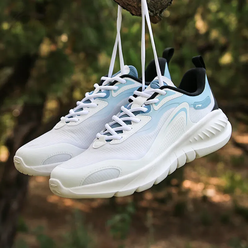 LiNing Lightweight Rebound Low Top Casual Running Shoes Men's White Blue-3
