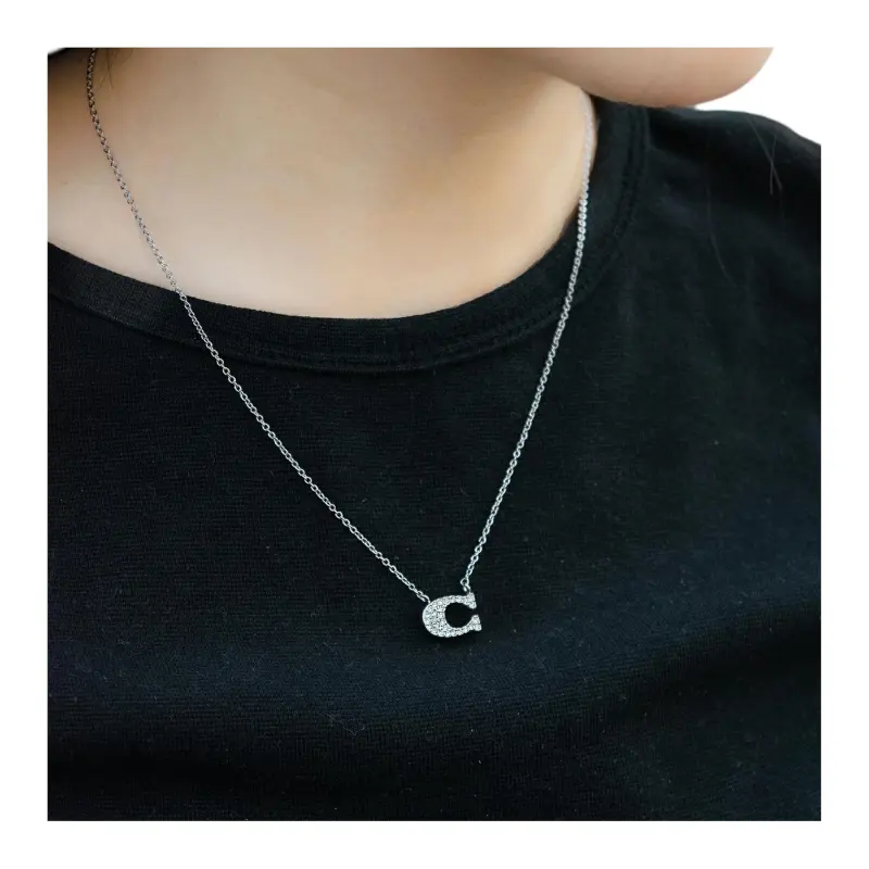 COACH Rhinestone Necklaces Women's Silver-4