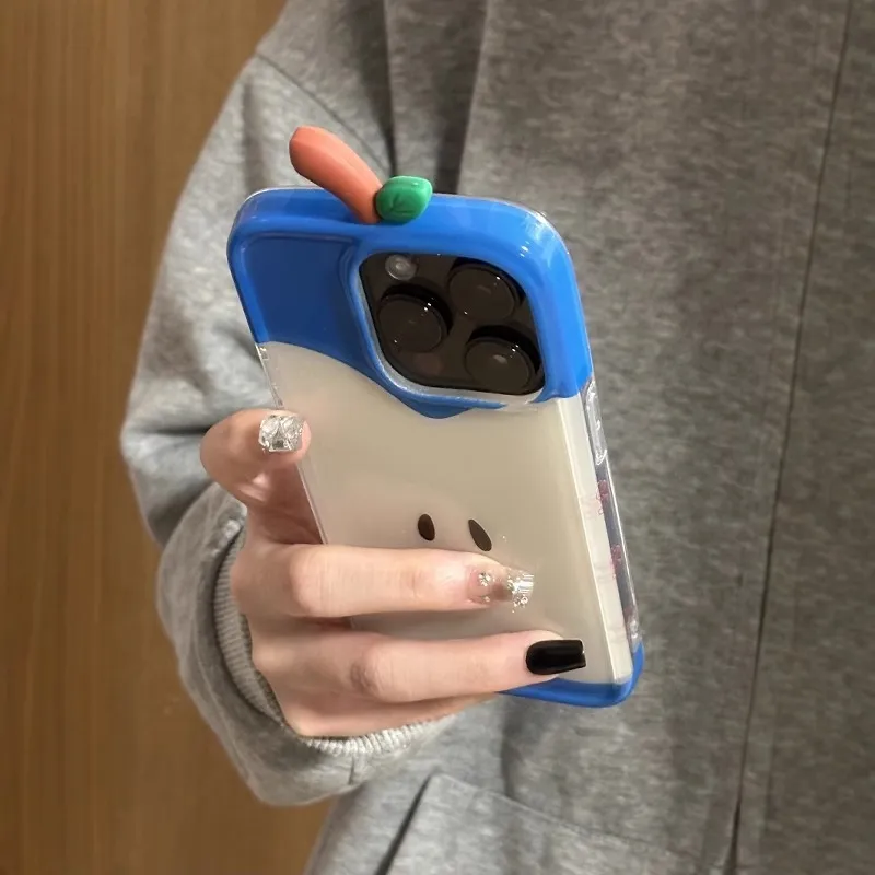 Wei Xin Acrylic Material 3D Effect Blue Apple Core Phone Cases Compatible With IPhone 16/15 Pro Max/Apple 13/14 Pro/Max-1