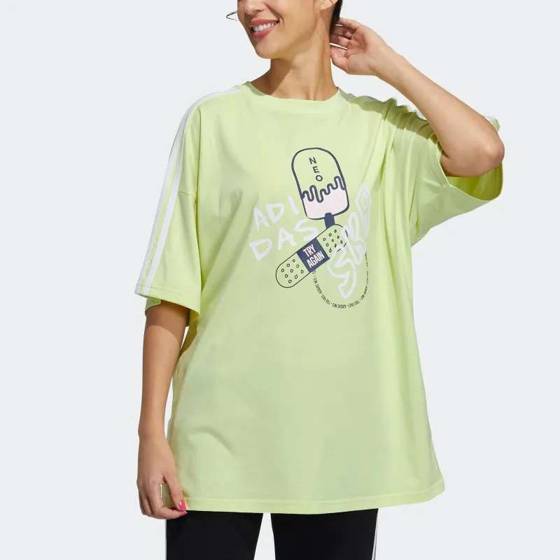 Adidas Neo T Shirts Women's Light Yellow/White-1