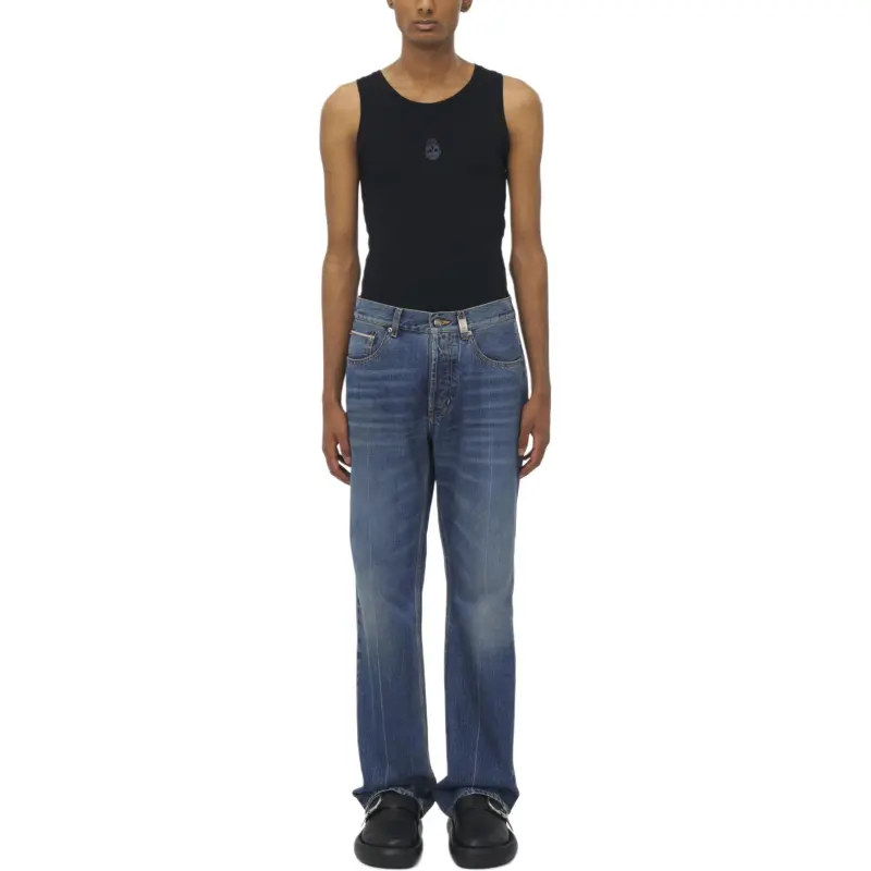 Alexander McQueen Logo Patch Straight Leg Jeans-1