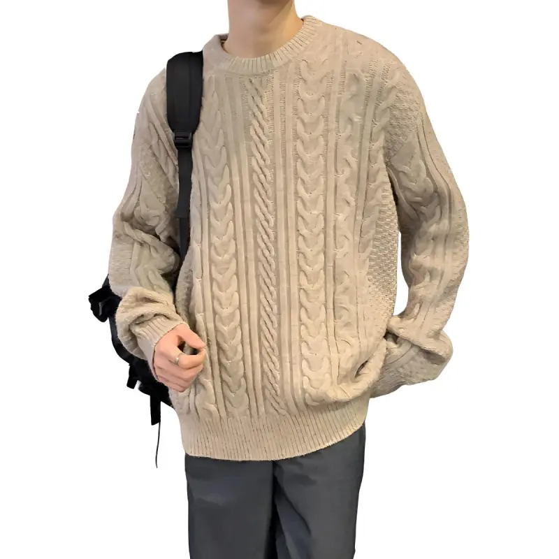 Tonlion Sweater Men's Light Green Gray-3