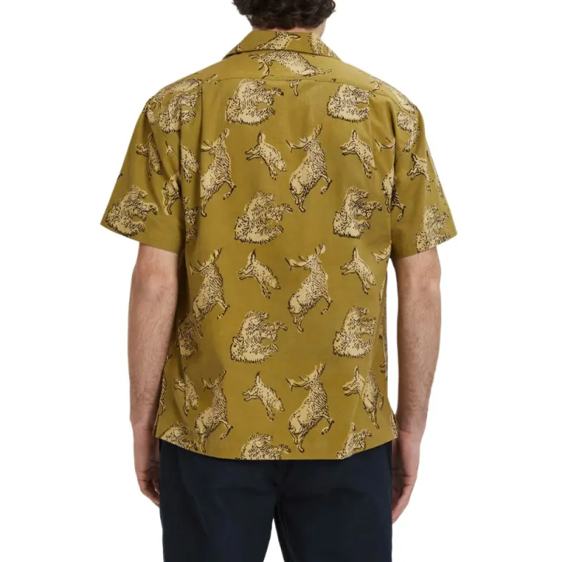 Filson Hand-Printed Beach Shorts Shirt Men's Brown Yellow-2