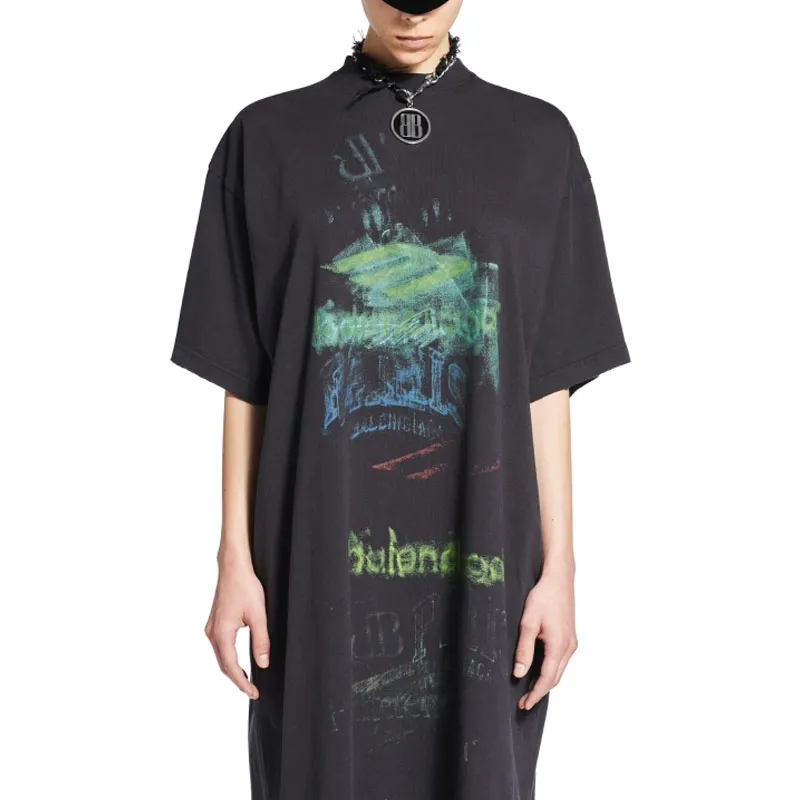 Balenciaga SS25 Short Sleeved Dresses Women's Faded Black-4