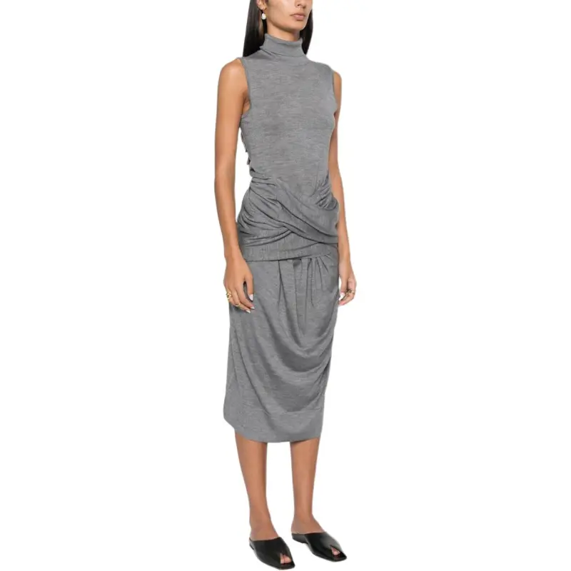 TOTEME Fine Knit Draped Midi Dress-2