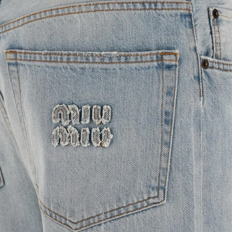 MIU MIU Logo Patch Straight Leg Jeans-4