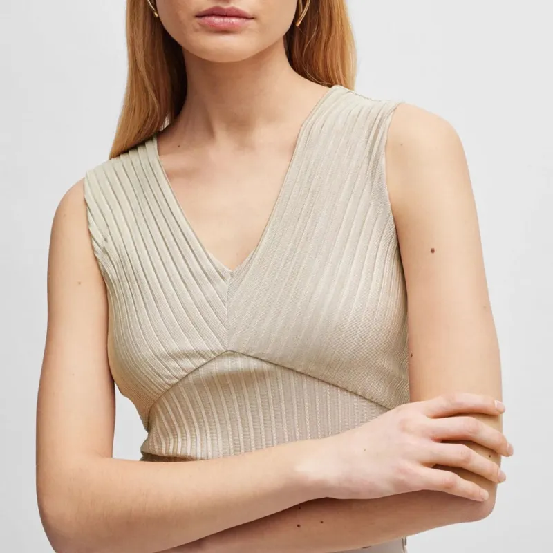 HUGO BOSS Tank Tops Women's Light Beige-4