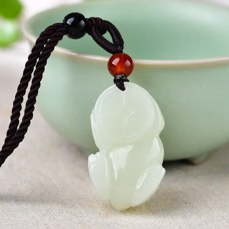 TAMINA Pendants Pale Greenish White Jade Unisex-2