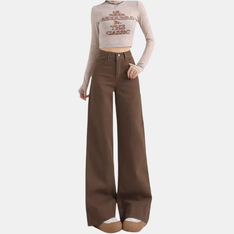 YINLEI Jeans Women's Coffee-1