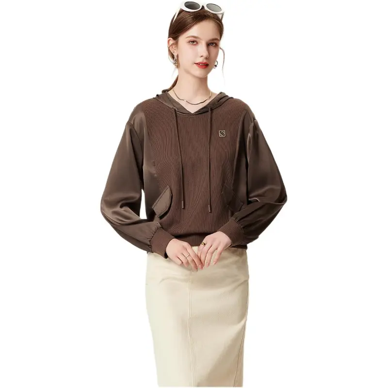 FENHONGMALI Sweatshirt Women's Coffee-3
