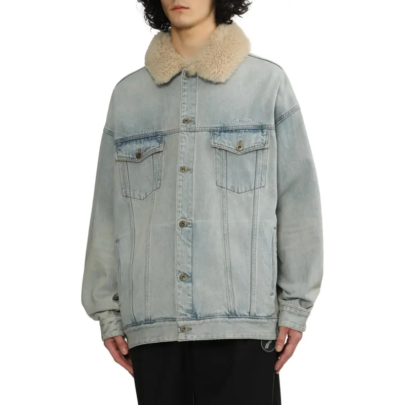 WE11DONE Shearling collar Denim Jacket-3