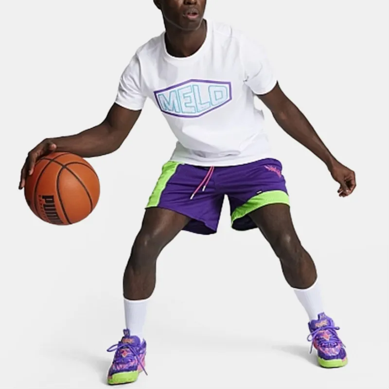 PUMA x Toxic Ralph Casual Shorts Men's Violet-Fluorescent Green-4