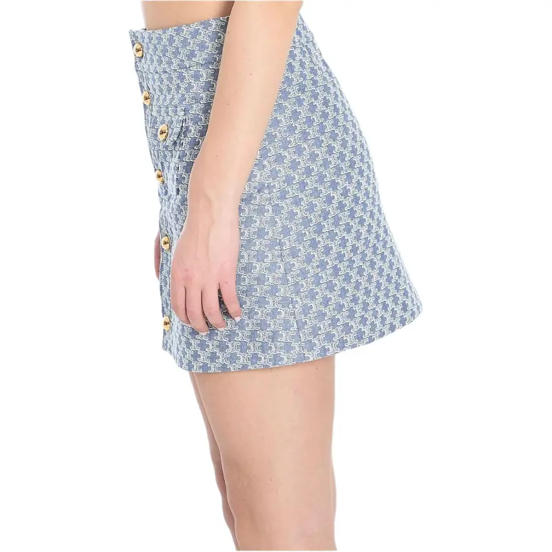 CELINE Mini Skirt In Monogram Chambray Cotton-5