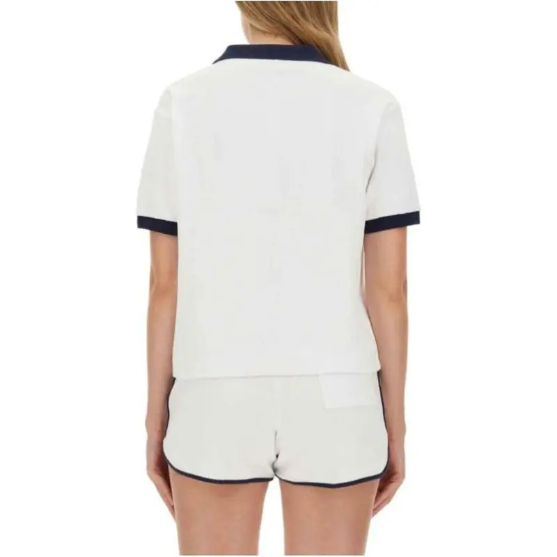 SPORTY & RICH Logo Detailed Short Sleeved Polo Top-1