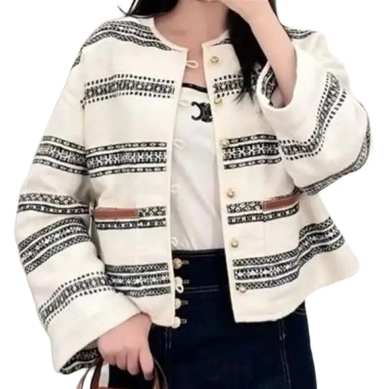 CELINE Baja Cardigan In Striped Tweed-4