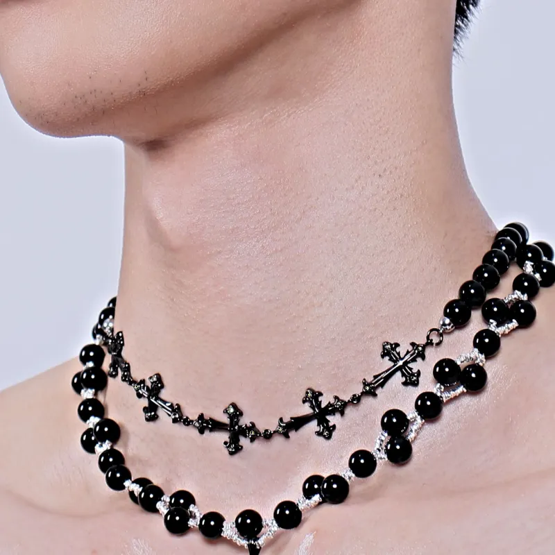 NothingButMini Pearl Agate Necklaces Unisex Gothic Urban Techwear Pure White/Black-7