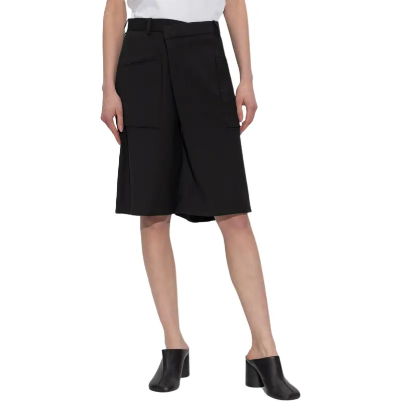 R13 Asymmetric Wrap Front Shorts-1