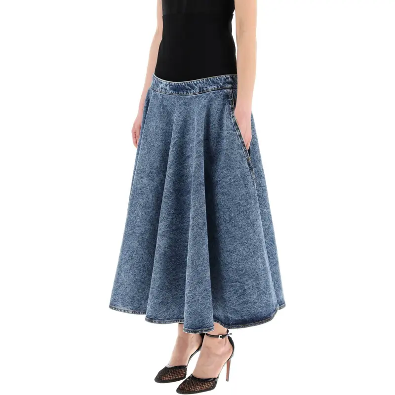Alaia Denim Panel Midi Skirt-3