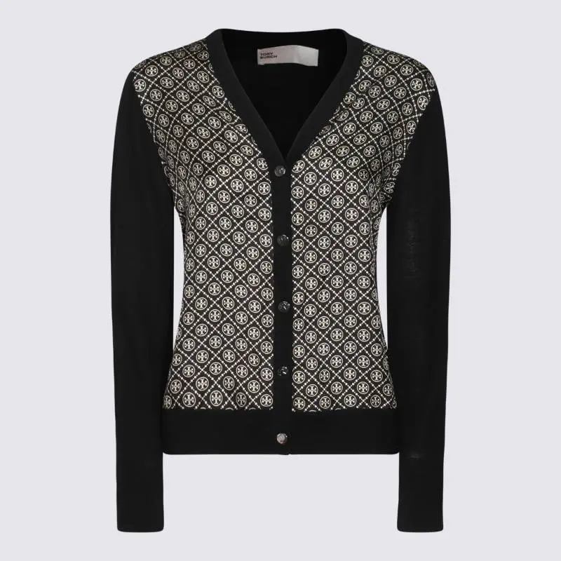 TORY BURCH Logo Detailed V Neck Cardigan-8