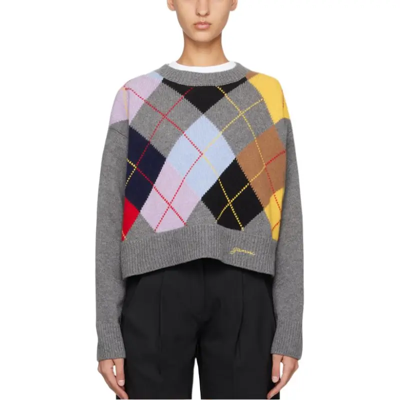 GANNI Harlequin Printed Oversized Pullover-2