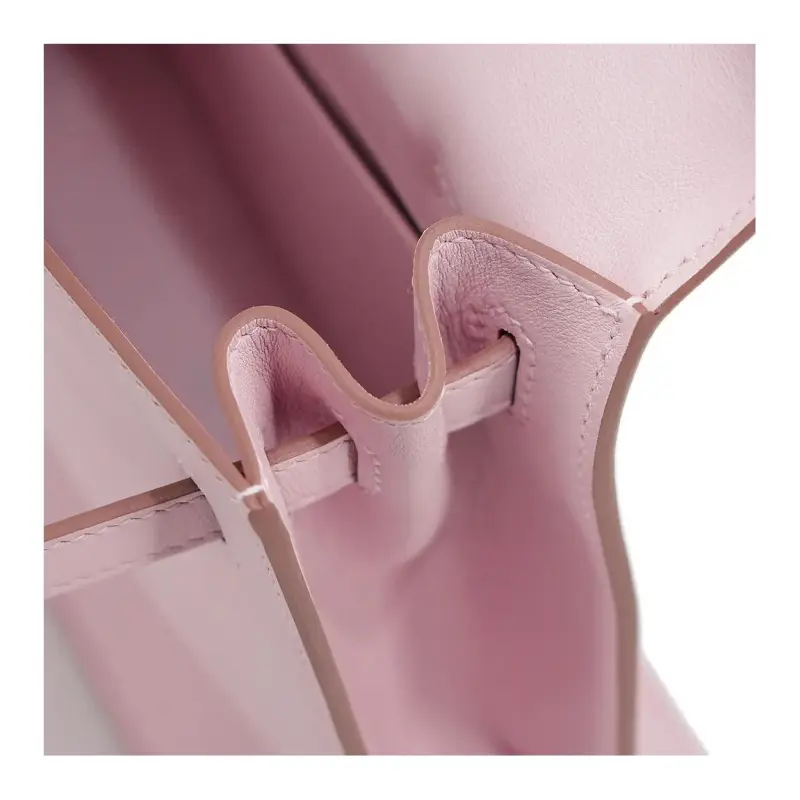 HERMES Kelly Danse Swift Calfskin One Shoulder Crossbody Clutches Women's 09 Mauve Pale Dream Pink-13