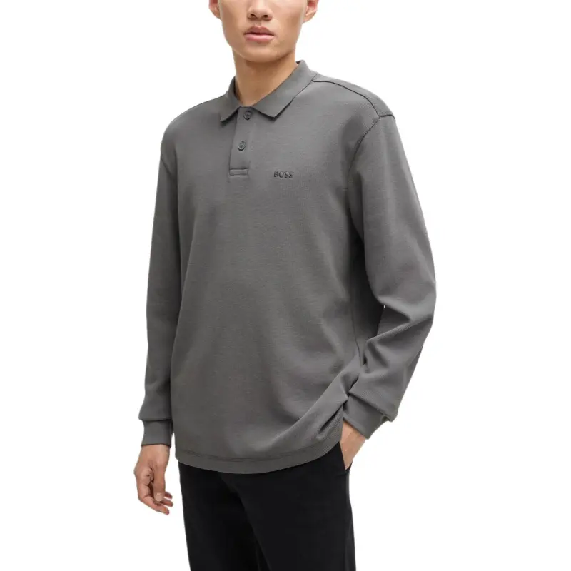 HUGO BOSS Long Sleeved Knit Polo Shirt-2