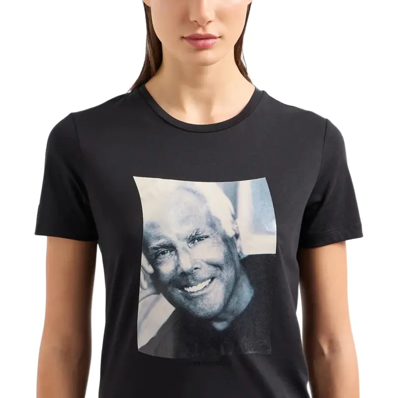 EMPORIO ARMANI Icon Supima Jersey T shirt With Mr Armani Photographic Print-4