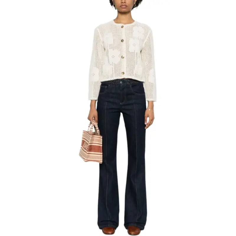 CELINE Cardigan Jacket In Floral Crocheted Cotton-2