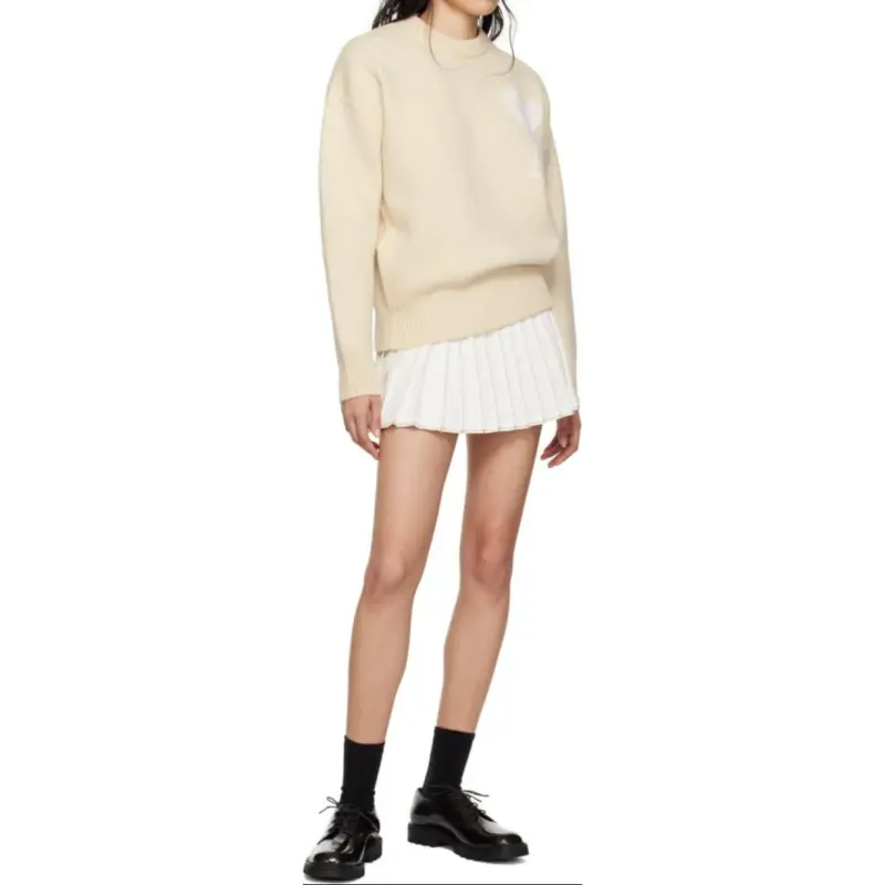 AMI Paris High-waisted Pleated Mini Skirt-4