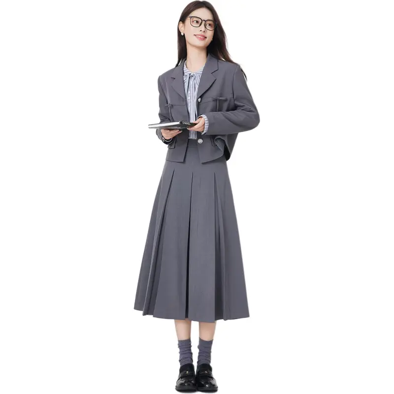 Dajia Poetry Business Suit Coat Women's Gray/Navy Blue/Khaki Green-4