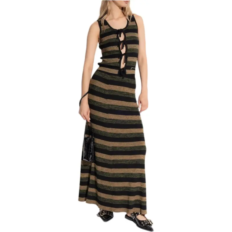 GANNI Striped Ribbed Maxi Skirt-2