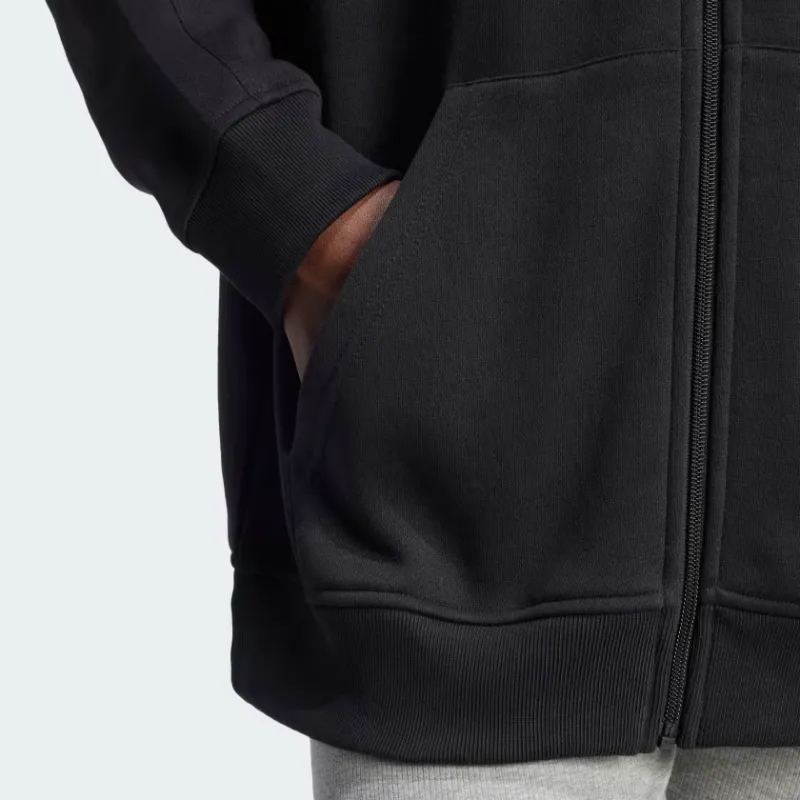Adidas Essential FULL-ZIP FLEECE HOODIE Sweatshirt Women's Black-4
