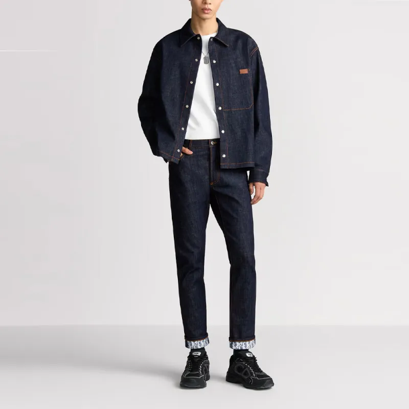 DIOR Logo Patch Buttoned Denim Jacket-3
