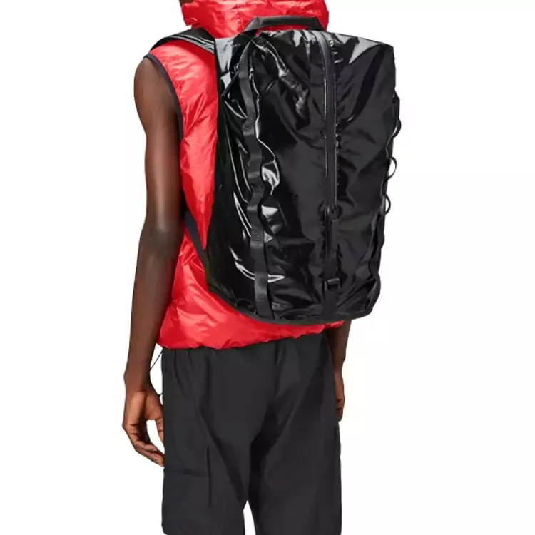 Rains Polyester Fiber Spliced With TPU Backpack Unisex Black-4