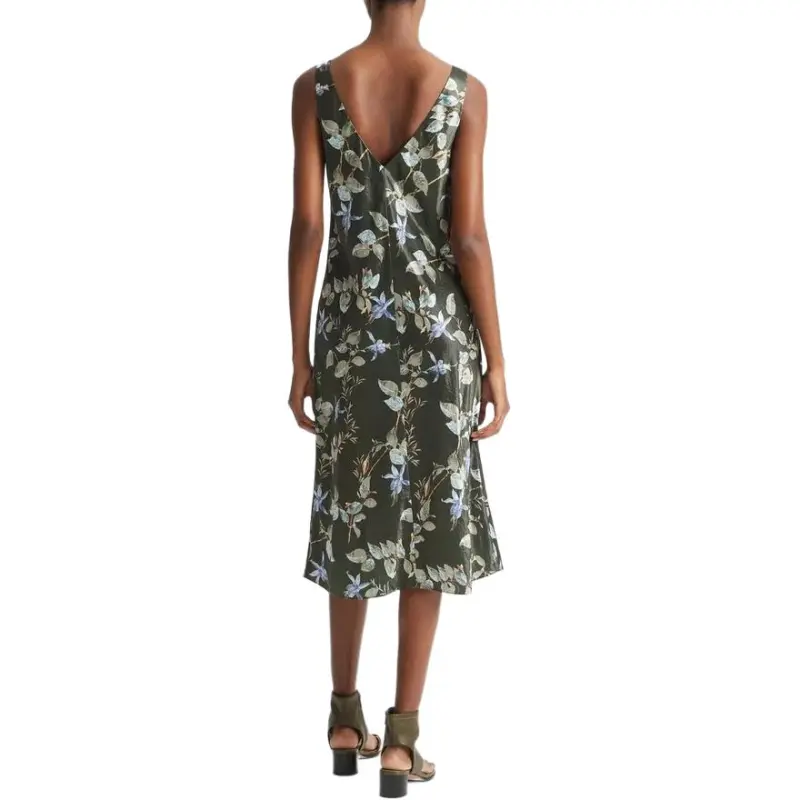 VINCE Floral print Satin Midi Dress-2
