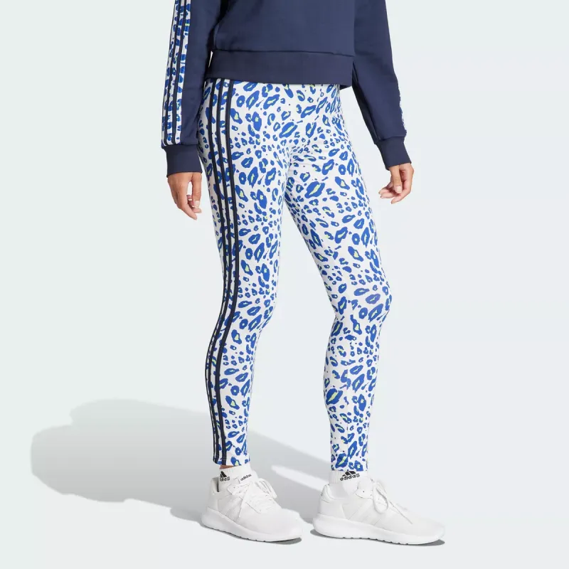 Adidas Essentials 3-Stripes Animal Print Leggings Leggings Women's Blue-5