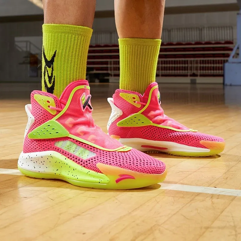 Anta KT5 Thompson Anti Slip Wear Resistant High Top Basketball Shoes Men's Pink-2