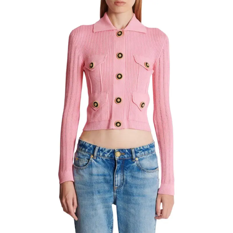 BALMAIN Logo embroidered Knit Cardigan-1
