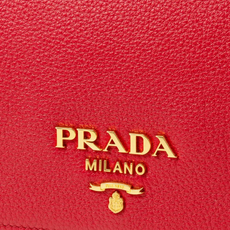 PRADA Calfskin Crossbody Bag Women's Red-4