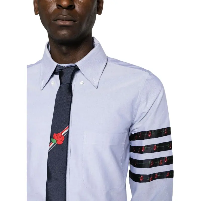 THOM BROWNE 4 Bar Stripe Curved Hem Shirt-4