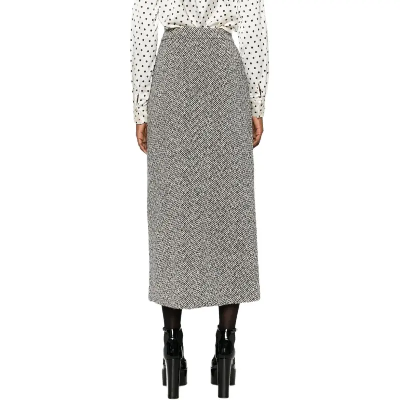 Self portrait Herringbone Midi Skirt-4