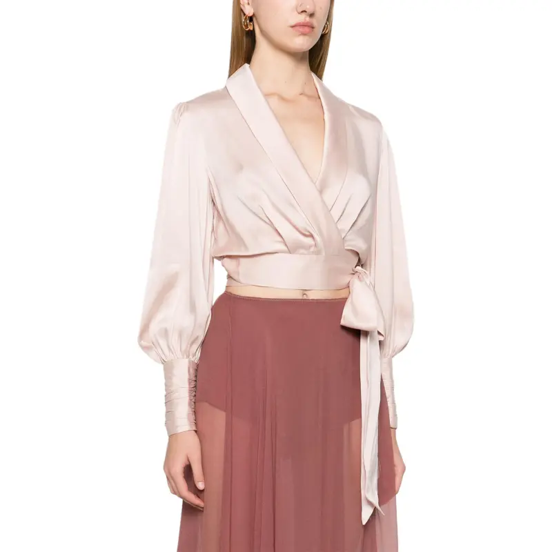 Zimmermann Cropped Satin Wrap Top-3